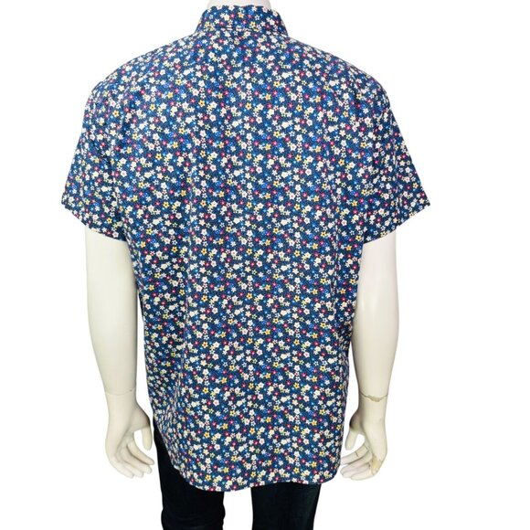 J Crew Mens Slim Fit Short Sleeve Cotton Poplin Shirt Blue Ditzy Floral Size XXL - Picture 6 of 14